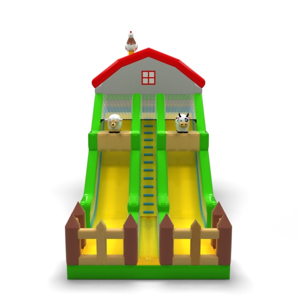 Nagyított felfújható csúszda farm témában